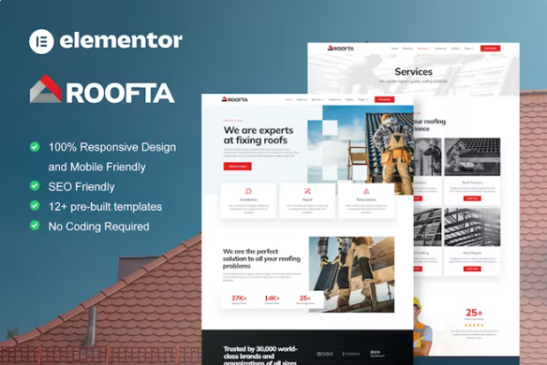 Roofta – 屋顶服务 Elementor 模板套件