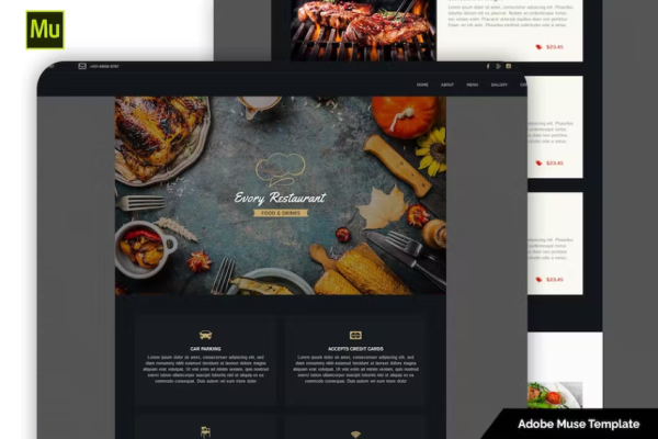 Evory – 响应式餐厅 Adob​​e Muse 模板