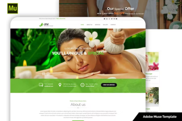 Spa and Beauty Adobe Muse Template