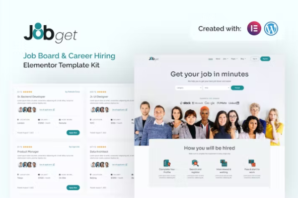 Jobget 工作委员会和职业招聘 Elementor 模板套件
