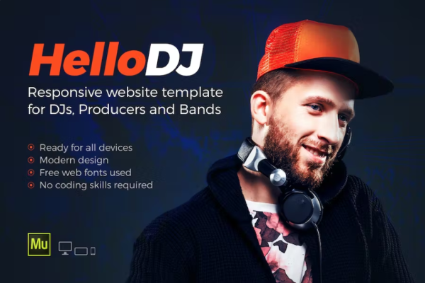 HelloDJ – DJ 和制作人的一页网站模板