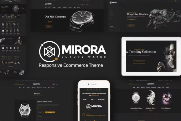 Mirora – 手表和奢侈品商店 Opencart 主题