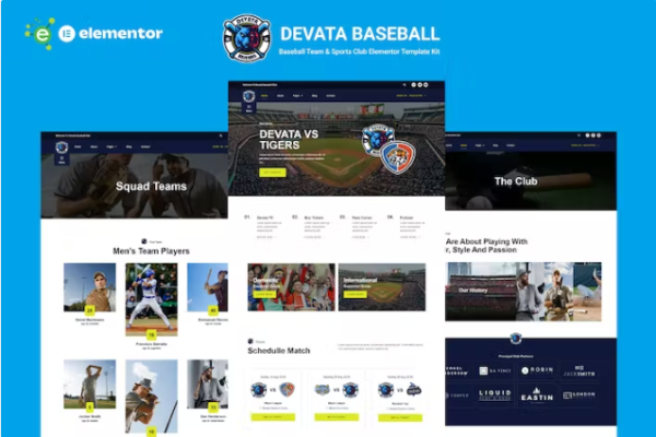Devata – 棒球队和体育俱乐部 Elementor 模板套件