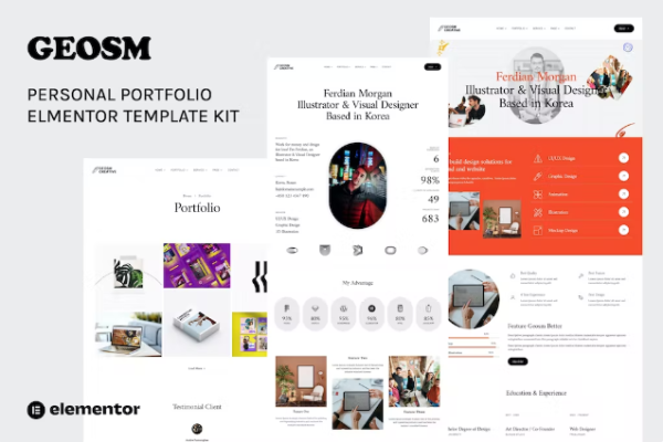 Geosm – 个人投资组合 Elementor 模板工具包