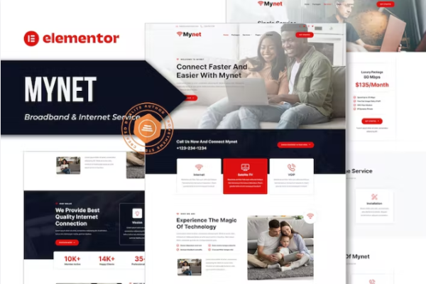Mynet – 宽带和互联网服务提供商 Elementor 模板工具包