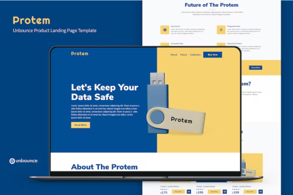 Protem — Unbounce 产品登陆页面模板