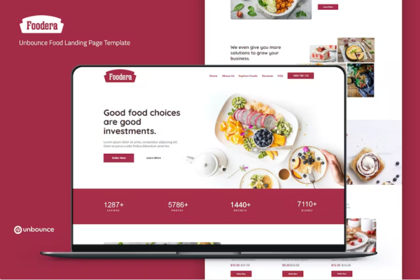 Foodera — Unbounce Food 登陆页面模板