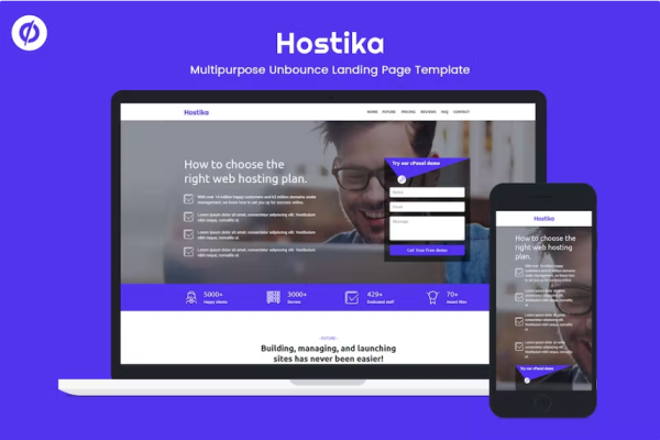 Hostika — Unbounce 登陆页面模板