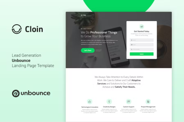 Cloin – Business Unbounce 登陆页面模板