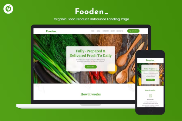 Fooden — Unbounce 食品登陆页面