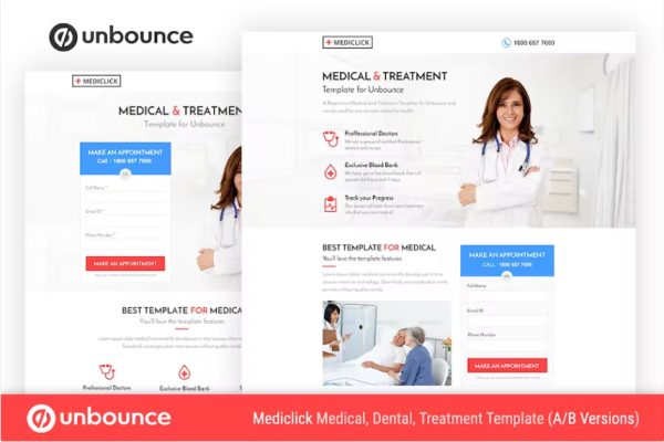 Unbounce 医疗登陆页面模板 – Mediclick