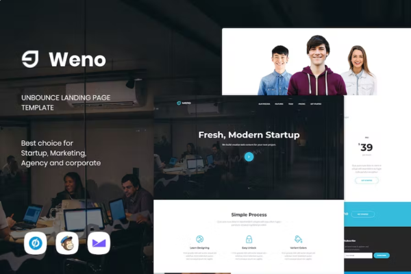 Weno – Startup Unbounce 登陆页面模板