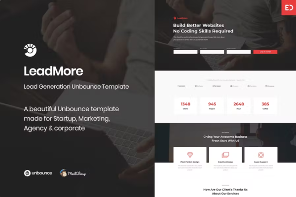 LeadMore – 潜在客户生成 Unbounce 登陆页面