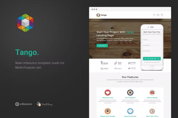 Tango – 多用途退弹登陆页面