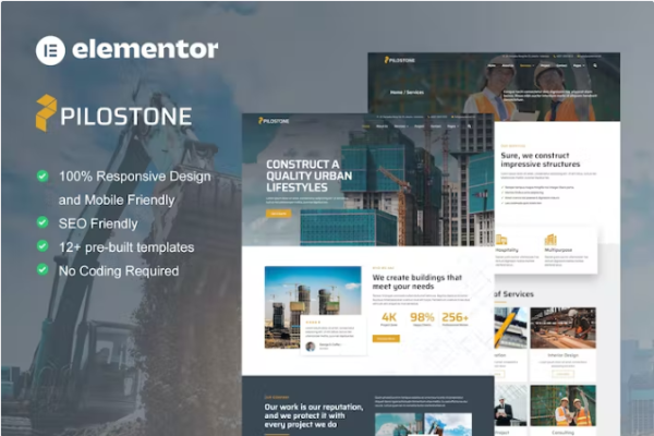 Pilostone – 建筑和建筑服务 Elementor 模板套件