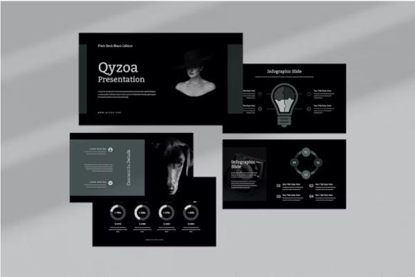 Qyzoa：沥青甲板黑色PowerPoint模板