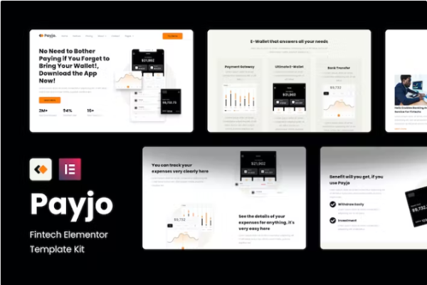 Payjo – Fintech Elementor 模板工具包
