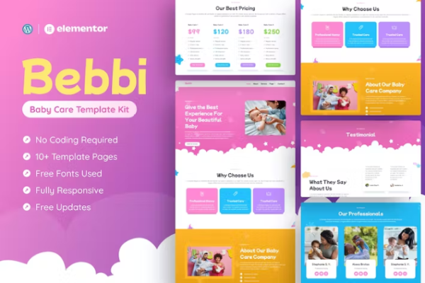 Bebbi – 创意婴儿护理 Elementor Pro 模板套件