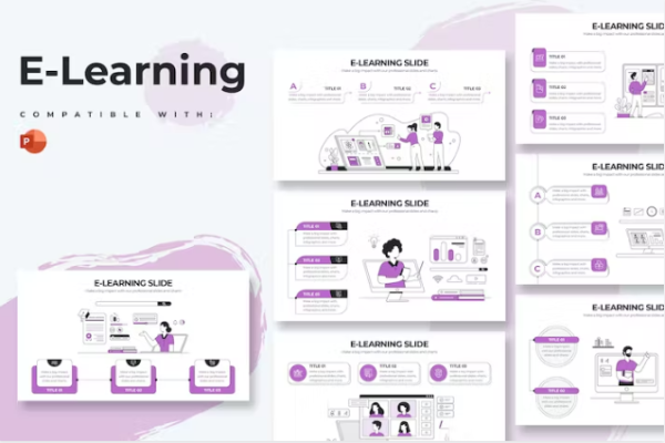 教育电子学习 PowerPoint 信息图表