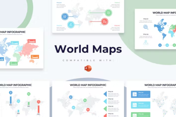 教育世界地图 PowerPoint 信息图表