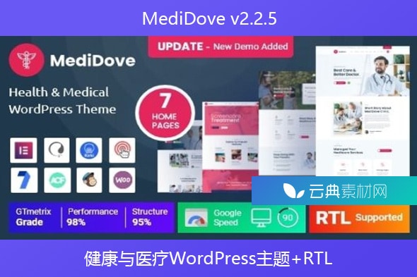 MediDove v2.2.5 – 健康与医疗WordPress主题+RTL