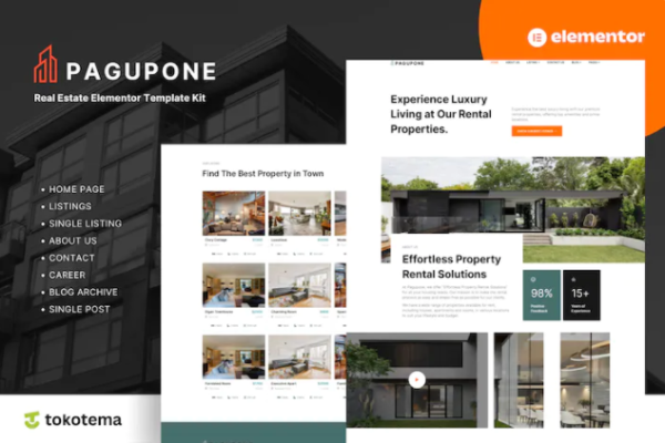 Pagupone – 房地产代理和上市 Elementor 模板套件