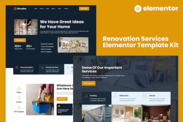 Renoba – 装修服务 Elementor 模板套件