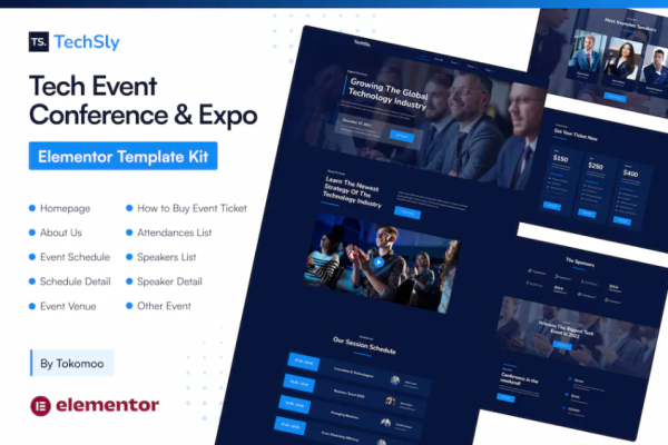 TechSly – 技术活动会议和博览会 Elementor Pro 模板套件