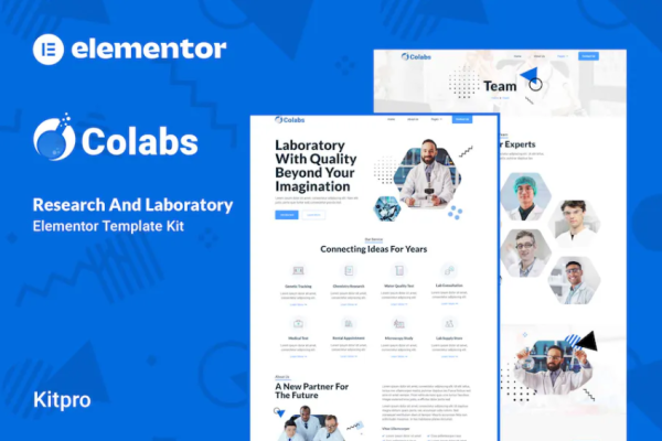 Colabs – 研究与实验室 Elementor 模板套件