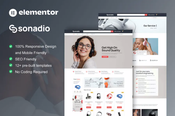 Sonadio – Woocommerce 音频商店 Elementor Pro 模板套件