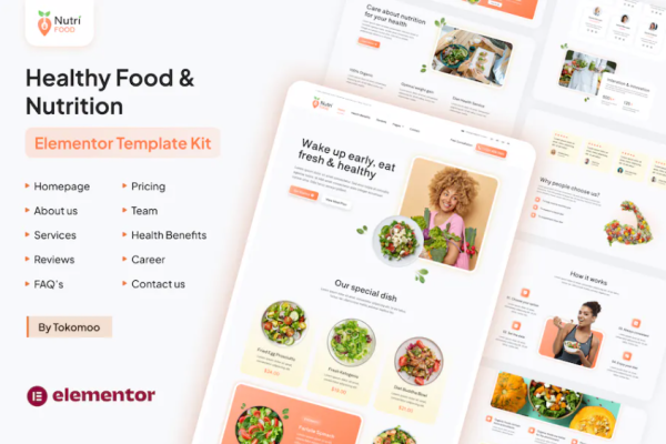Nutri Food – 健康食品和营养 Elementor Pro 模板套件