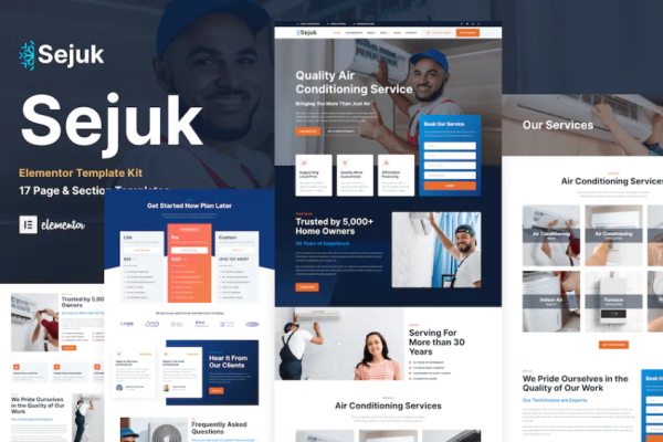 Sejuk – 空调和 HVAC 维修服务 Elementor Pro 模板套件