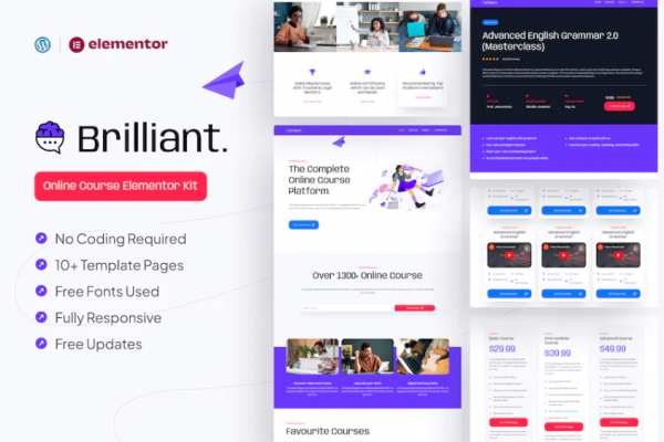 Brilliant – 在线课程 Elementor Pro 模板套件