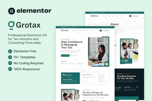 Grotax – 税务顾问和咨询公司 Elementor 模板套件