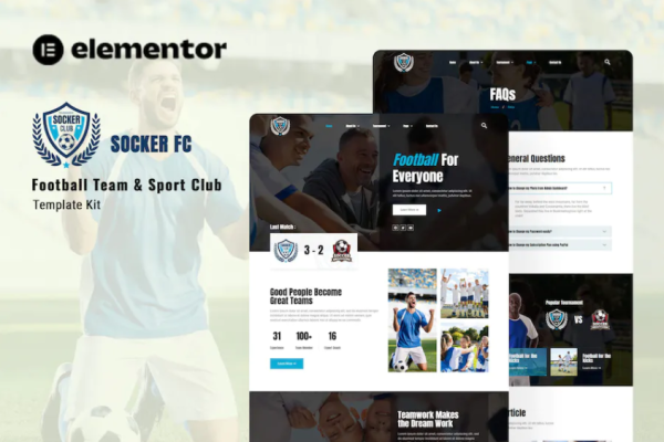 Socker – 足球队和体育俱乐部 Elementor 模板套件