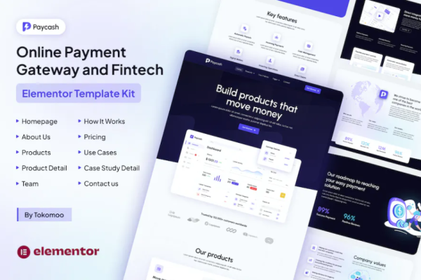 Paycash – 在线支付网关和金融科技 Elementor 模板套件