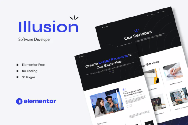 Illusion – 软件开发人员 Elementor 模板套件