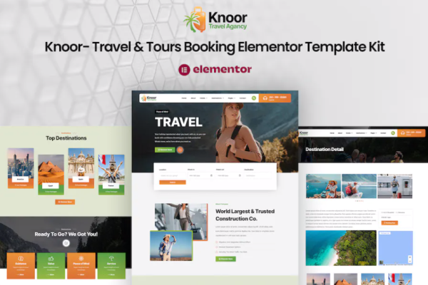 Knoor – Travel & Tours Booking Elementor 模板套件