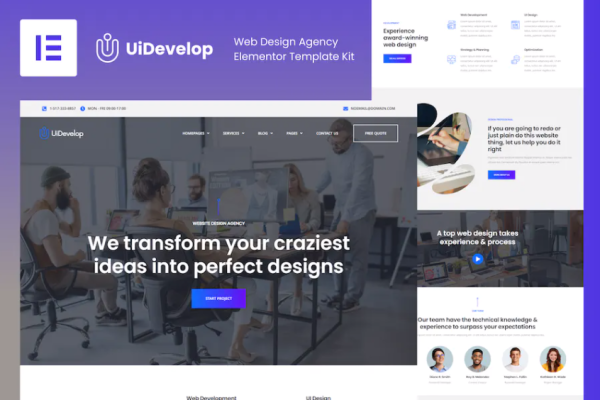 UiDevelop – 网页设计机构 Elementor 模板套件