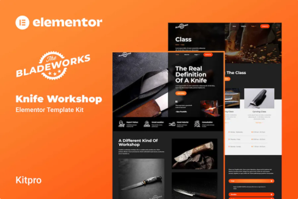 Bladeworks – Knife Workshop Elementor 模板套件-极客小站