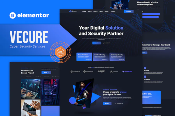 Vecure – 网络安全服务 Elementor 模板套件