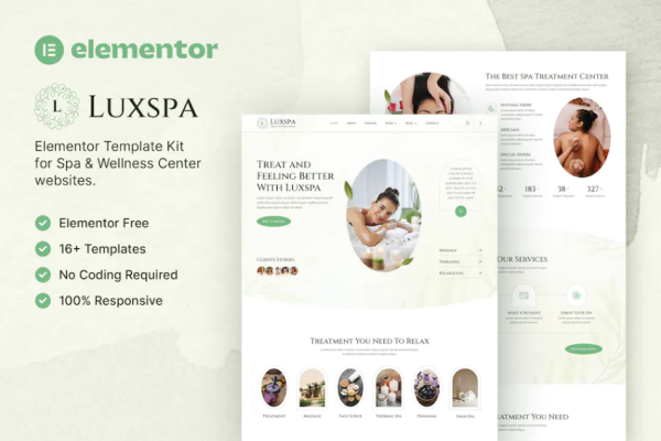 Luxspa – Spa & Wellness Center Elementor 模板套件