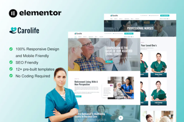 Carolife – 家庭护理和私人护理服务 Elementor 模板套件