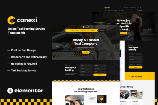 Conexi – 在线出租车预订服务模板套件