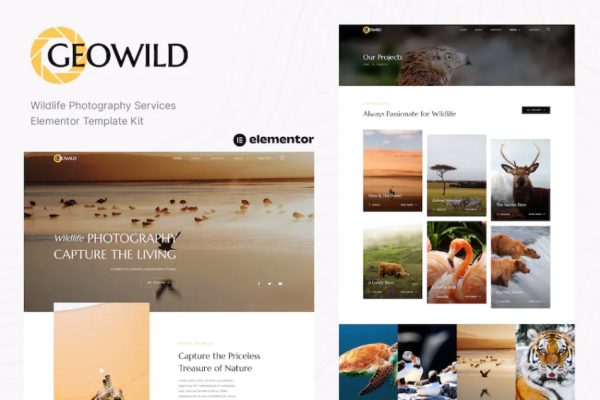 Geowild – 野生动物摄影服务 Elementor 模板套件