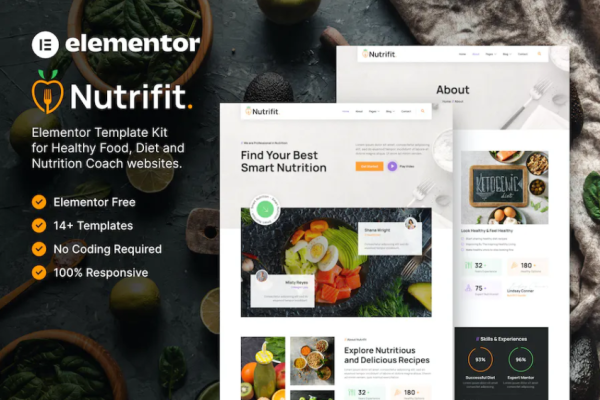 Nutrifit – 健康食品与营养教练 Elementor 模板套件