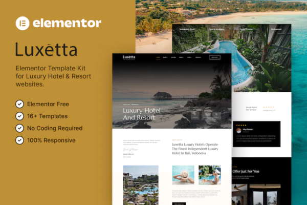Luxetta – 豪华酒店及度假村 Elementor 模板套件