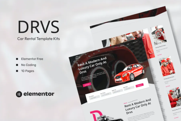 DRVS – 汽车租赁 Elementor 模板套件