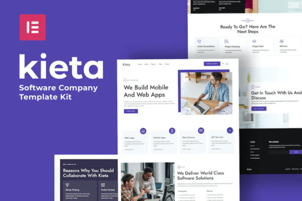 Kieta – 应用程序和软件代理 Elementor 模板套件