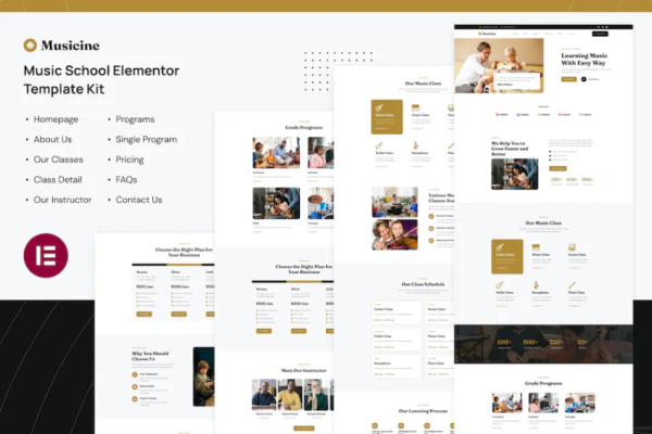 Musicine – 音乐学校 Elementor 模板套件